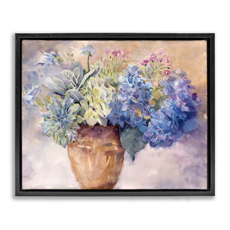 Stupell Purple Hydrangea Painting Framed Floater Canvas Wall Art Design by Evelia Designs