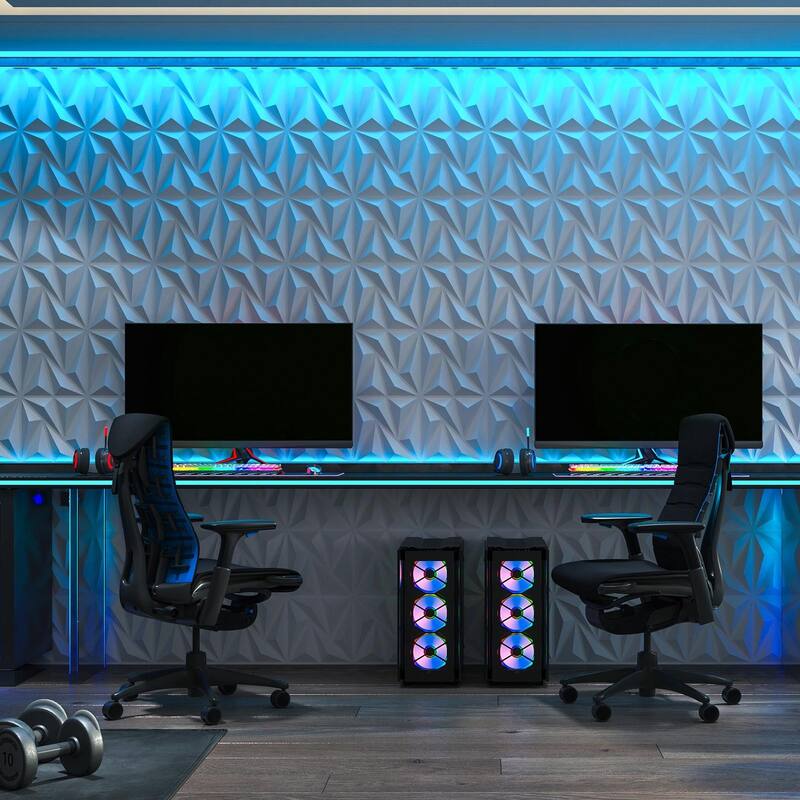 Art3d 50pcs 11.8"x11.8" Black or White PVC 3D Wall Panel Ceiling Tiles