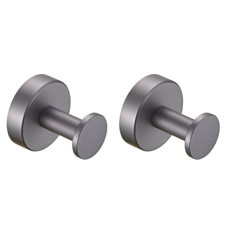 Wall Mounted Towel Hooks 2 Pack Bathroom Robe Hook for Cabinet Closet Door Heavy Duty Wall Hooks for Kitchen, Hotel, Washroom - Grey