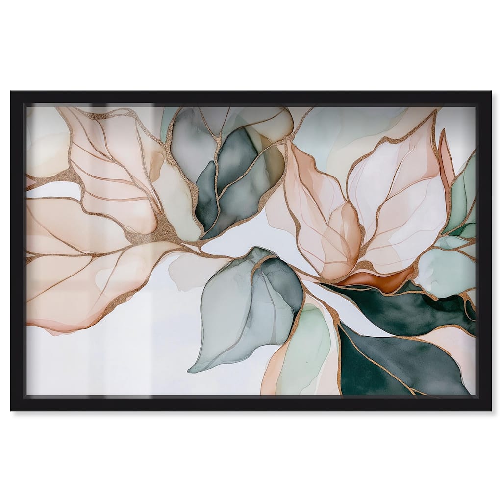 Golden Veined Leaves I Shadowbox by Art Remedy
