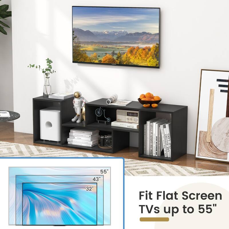 Engineered Wood Adjustable TV Stand with Storage Cubes and Expandable Shelves - 43.5"-62.5" L x 12" W x 16" H