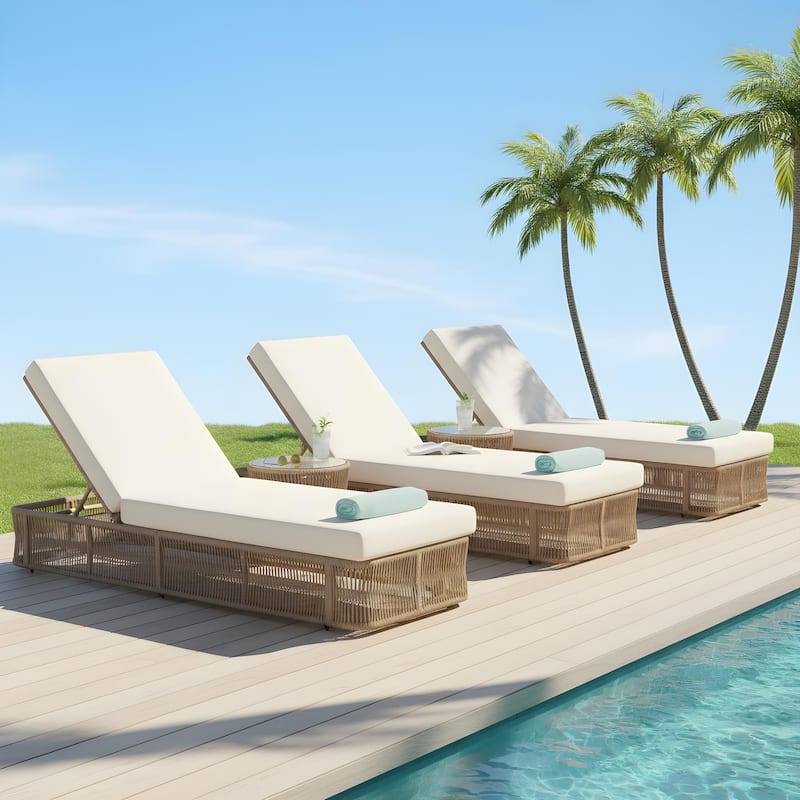 Christopher Knight Home - Solara Outdoor Adjustable Rope Base Sunlounge with Beige and White