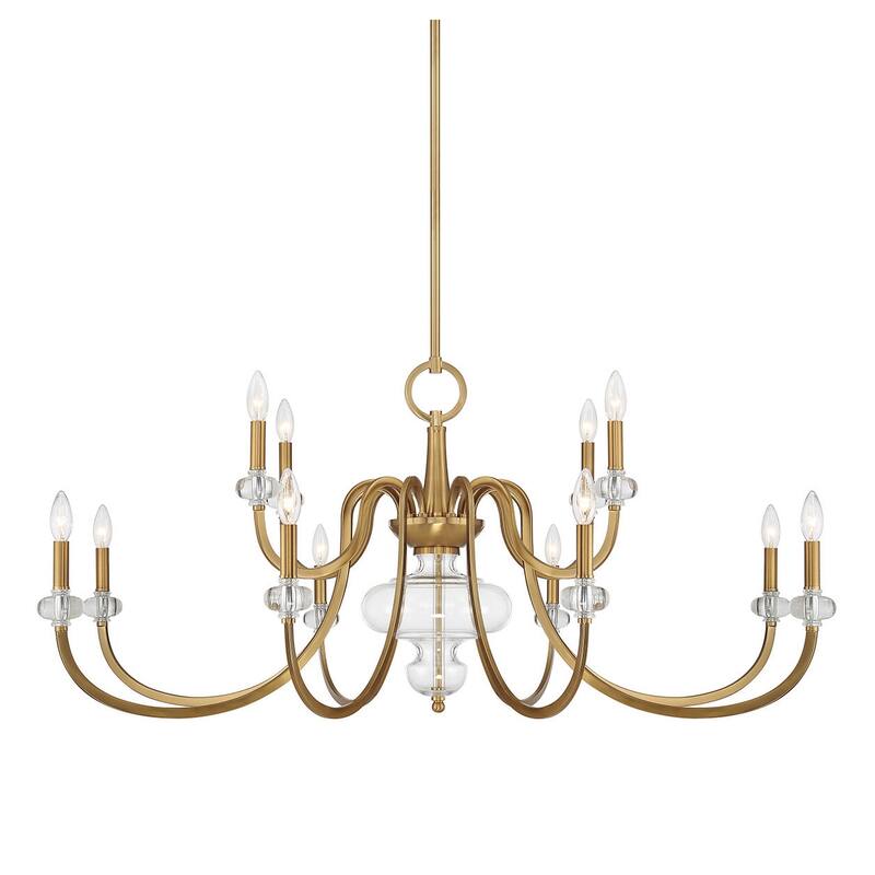 Savoy House 1-5803-12 Bergdorf 12 Light 50" Wide Taper Candle Style - Warm Brass