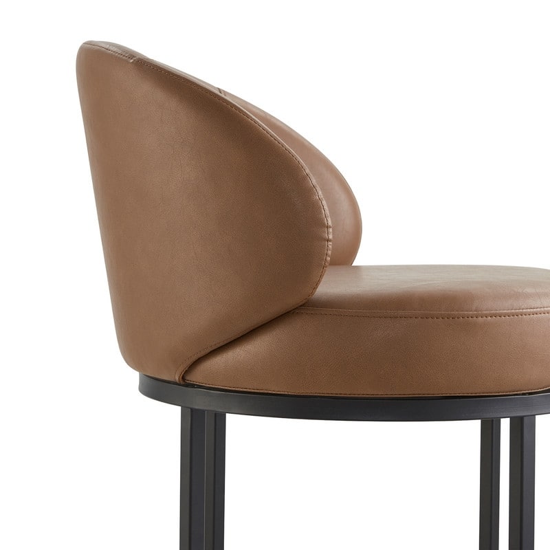 Spruce & Spring Chloe Upholstered Swivel Counter Bar Stool with Metal Frame and Arched Back