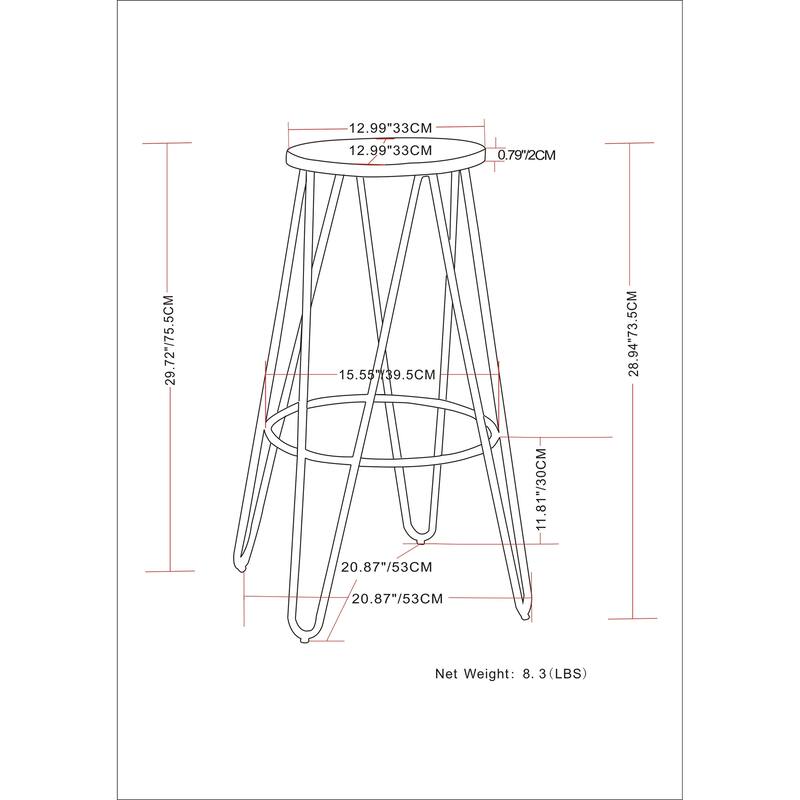 WYNDENHALL Kendall Industrial Metal Counter Height Stool with Wood Seat