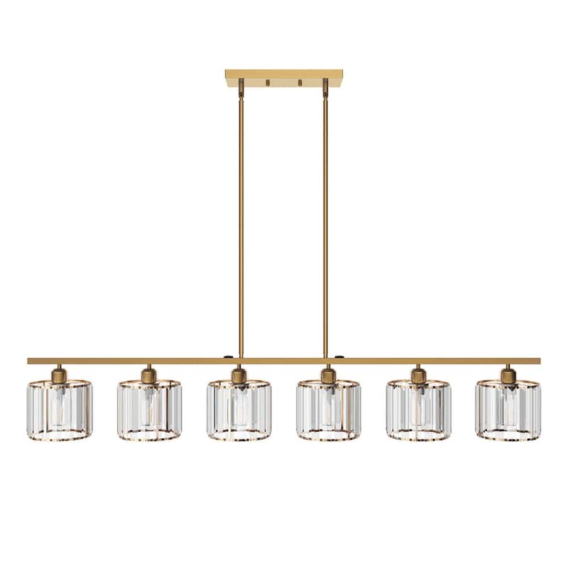 Modern Gold 6-Light Textured Glass Kitchen Island Pendant Lighting Fixture