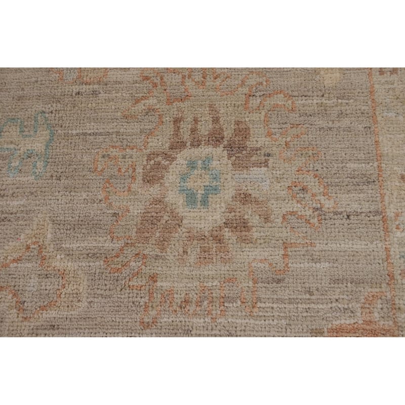 Vegetable Dye Beige Oushak Turkish Area Rug Hand-Knotted Wool Carpet - 3'10"x 5'8"