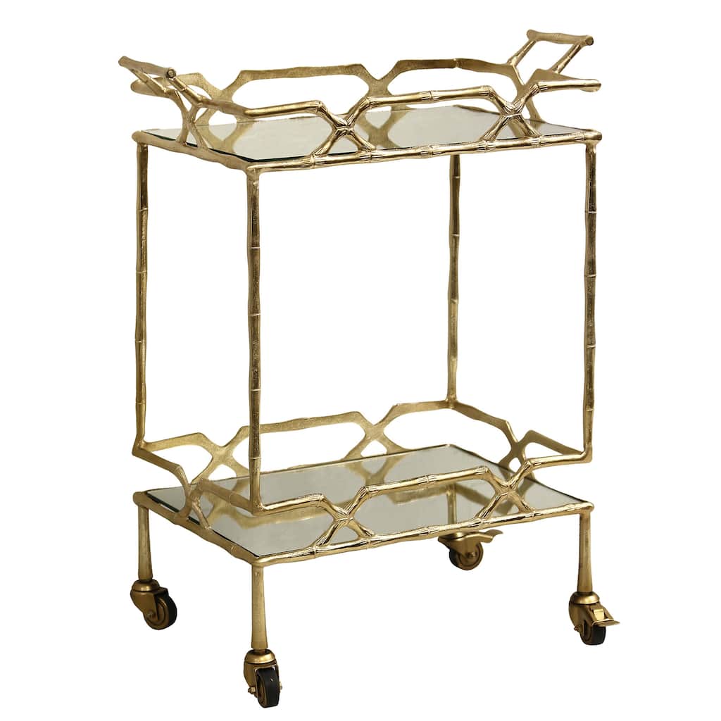 StyleCraft Monaco Bar Cart - Gold with Mirror Top