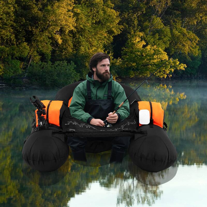 Costway Inflatable Float Tube with Adjustable Fishing Rod Holder Fish - See Details