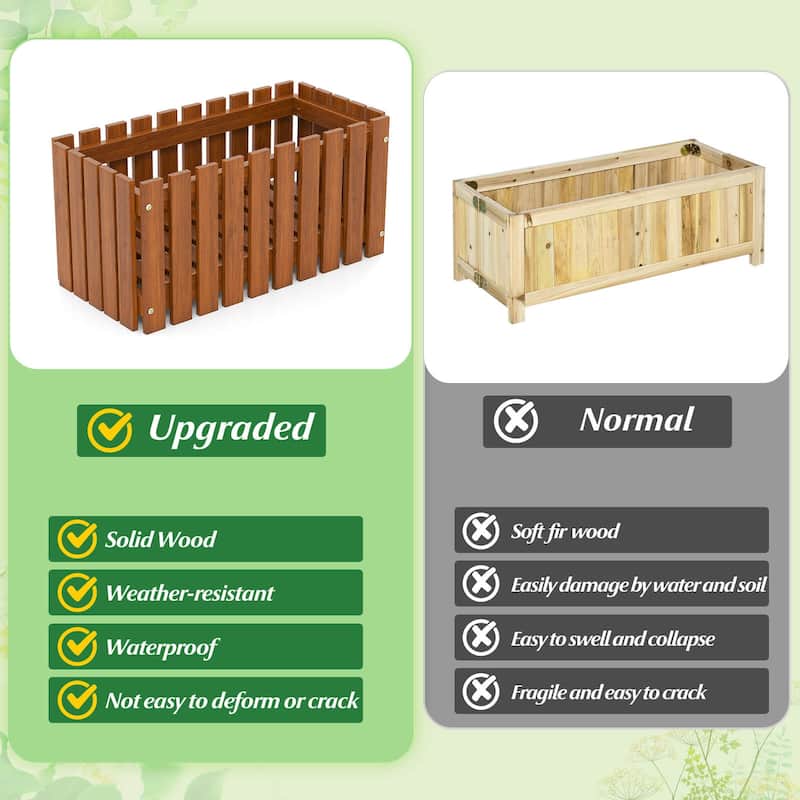 Costway 1/2 PCS Solid wood patio furniture outdoor slat style flower