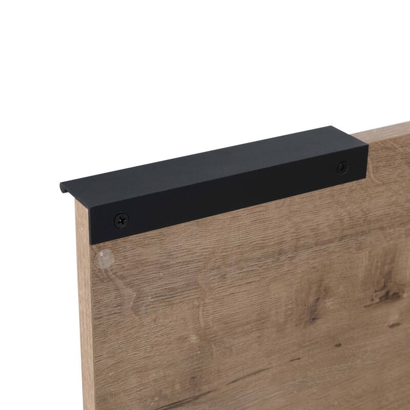 22 inch Plywood Wall-Mounted Bathroom Vanity in Grey Oak with Integrated Ceramic Sink in White with Soft Closing Door