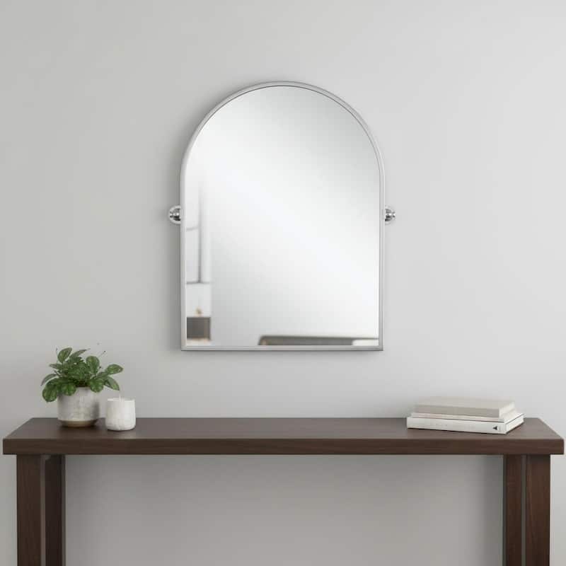 HomeRoots 36" Silver Metal Arch Tilting Framed Accent Mirror - 23.97 in. x 35.76 in. x 1.57 in. - 23.97 in. x 35.76 in. x 1.57 in.