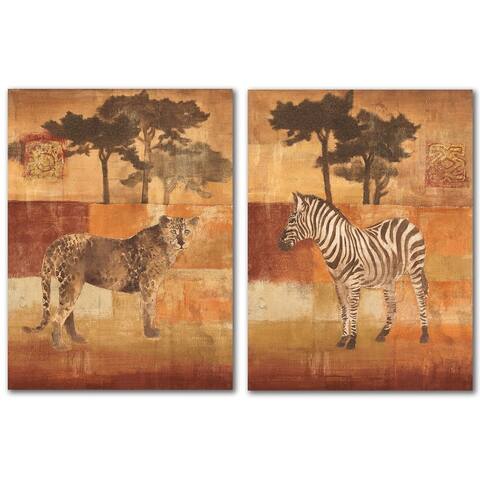 Animals on Safari by Wild Apple 2 Piece Wrapped Canvas Wall Art Set
