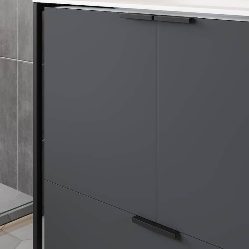 Eviva Onyx Wall Mount Bath Vanity with Solid Surface Top
