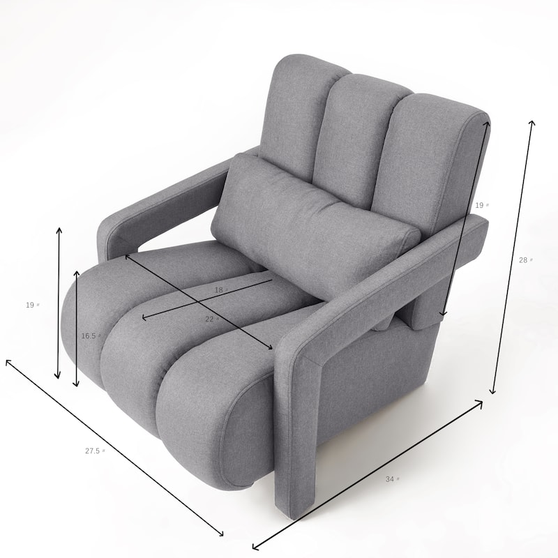 Dark Grey 27.5" Accent Chair with Pillow and Foam