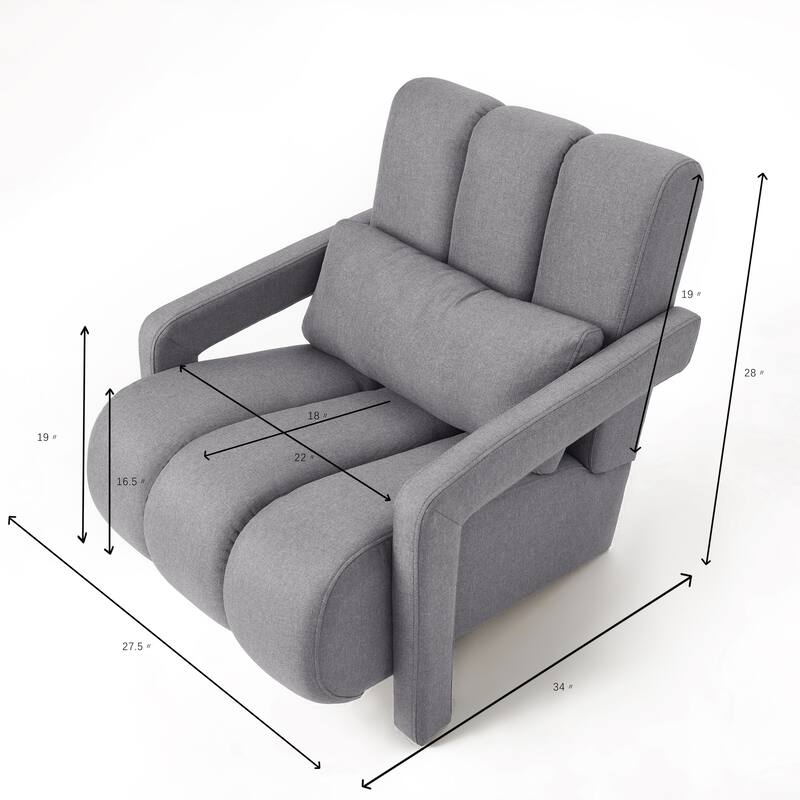 Dark Grey Living Room Decorative Chair Single Sofa Chair, Stylish Club Chair Padded Chair Lounge Chair with Armrests