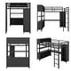 preview thumbnail 17 of 18, Full Size Metal Loft Bed with Wardrobe and L-shaped Desk and Shelves