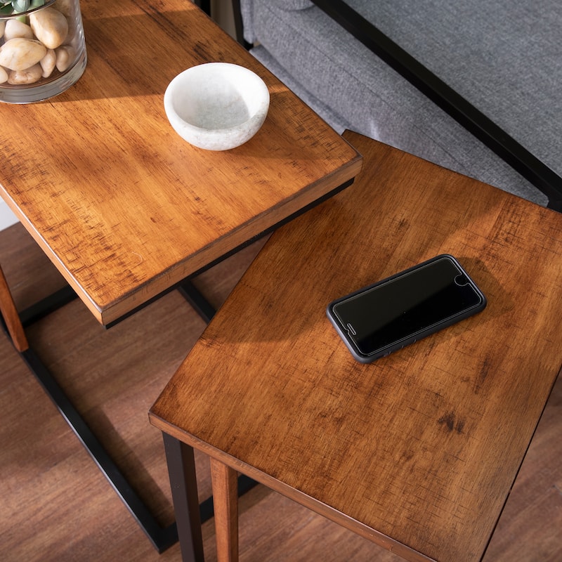 SEI Furniture Savanti Modern Farmhouse Brown Metal C-Table (Set of 2)