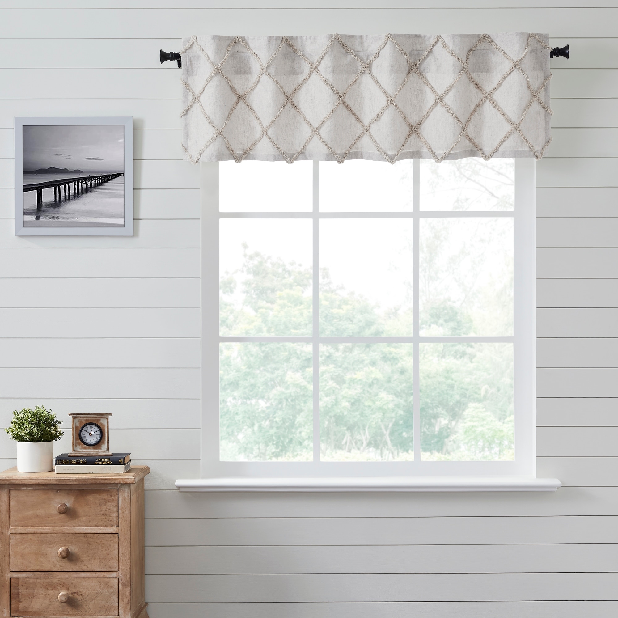 Frayed Lattice Oatmeal Valance 16x60 - M