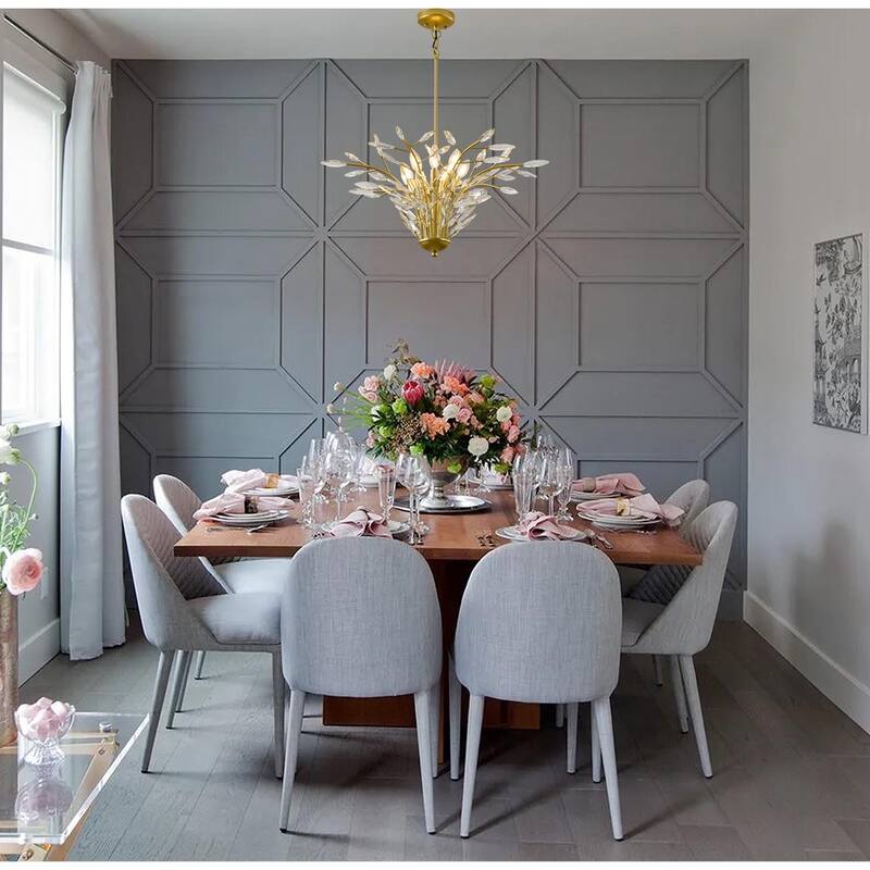 7-Light Gold Branch Chandelier With Clear Crystal Accents