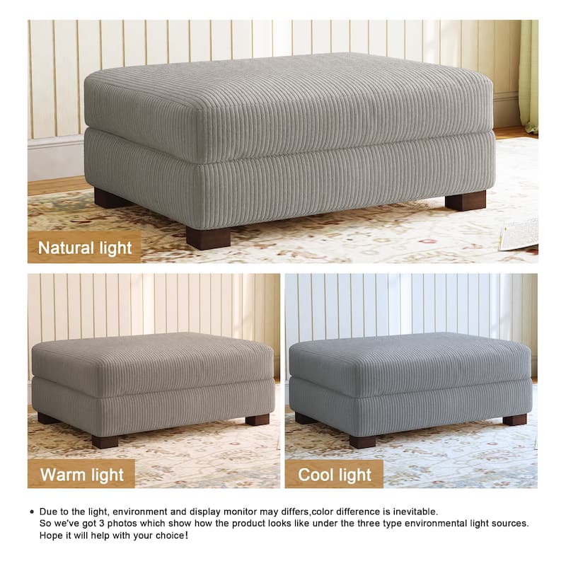 Modern Corduroy Fabric Oversized Accent Ottoman