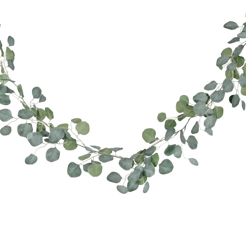 6ft Frosted Green Artificial Silver Dollar Eucalyptus Leaf Vine Greenery Foliage Garland - 72" L x 7" W x 7" DP