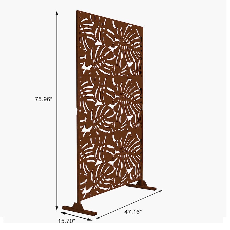 Outdoor Privacy Screen with Stand for Patio Garden Metal Fence