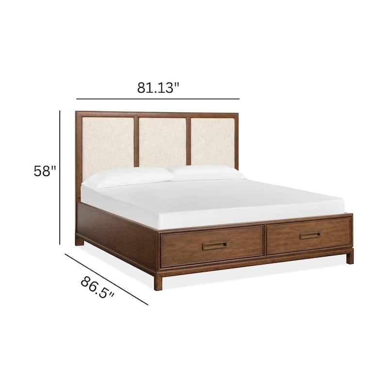 Magnussen Home Ridgefield Russet Upholstered Panel Storage Bed