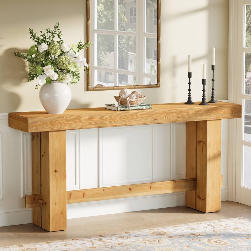 63" Solid Wood Console Table Narrow Accent Sofe Table for Hallway - Large