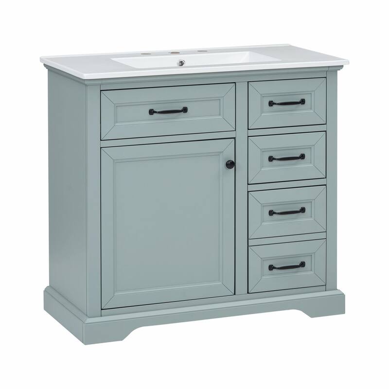 36" Bathroom Vanity with Sink, Tip-out Drawers & Soft-Close Door Hinges