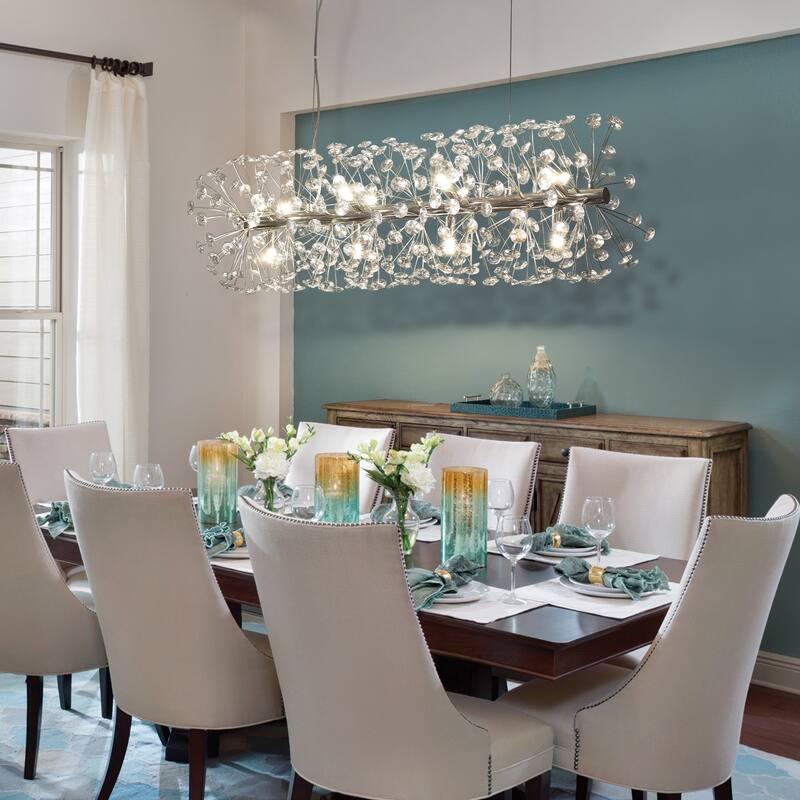 12-Light Luxury Crystal Dandelion Chandelier for Living Room, Kitchen, Dining Room - 36.6