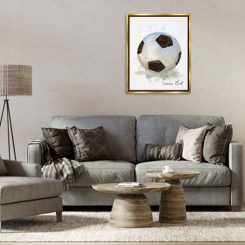 Stupell Soft Pastel Soccer Ball Framed Floater Canvas Wall Art Design By Matthew Piotrowicz