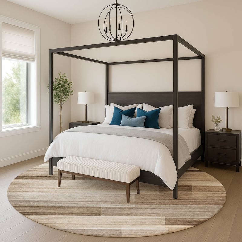 Premium Washable Super Soft Ombre Layers Mayfield Rug - Brown - 8' x 8'