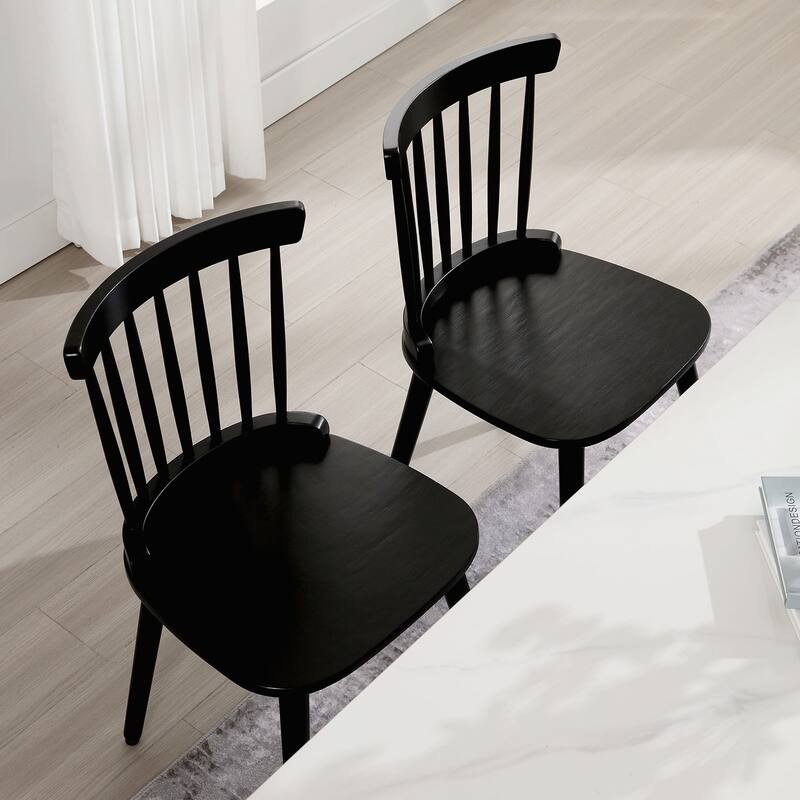 Solid Wood Spindle Back Windsor Dining Chairs Set of 2 - 33.3"H x 17.72"W x 19.7"D