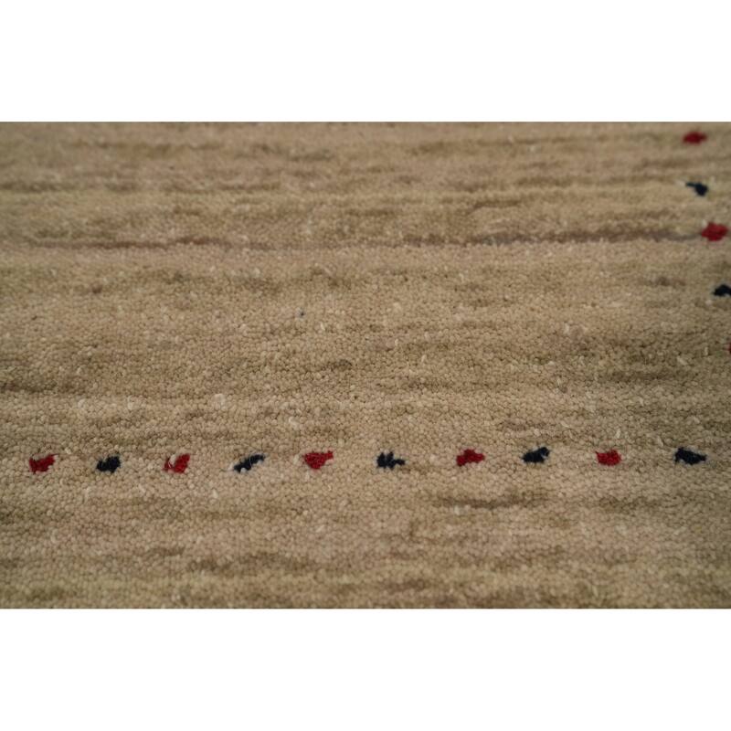 Hand Knotted Oriental 100% Wool Carpet Tribal Tribal Beige & Ivories Gabbeh Area Rug - 9' 9'' X 7' 10''