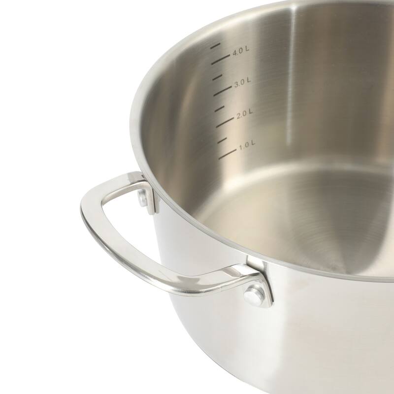 Sur La Table Kitchen Essentials 3-Piece 5.3-Quart Stainless Steel Dutch Oven with Steamer Insert & Glass Lid