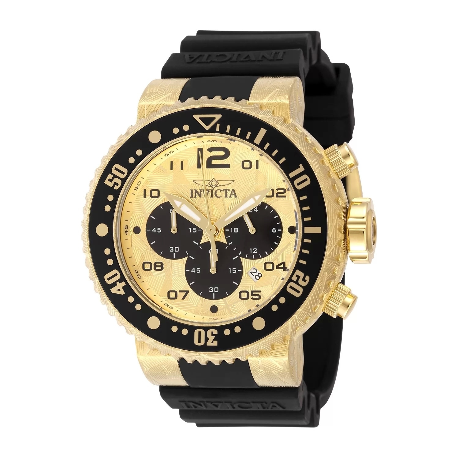 Invicta Men's 48618 Pro Diver Quartz Chronograph Gold, Black Dial Watch - Gold