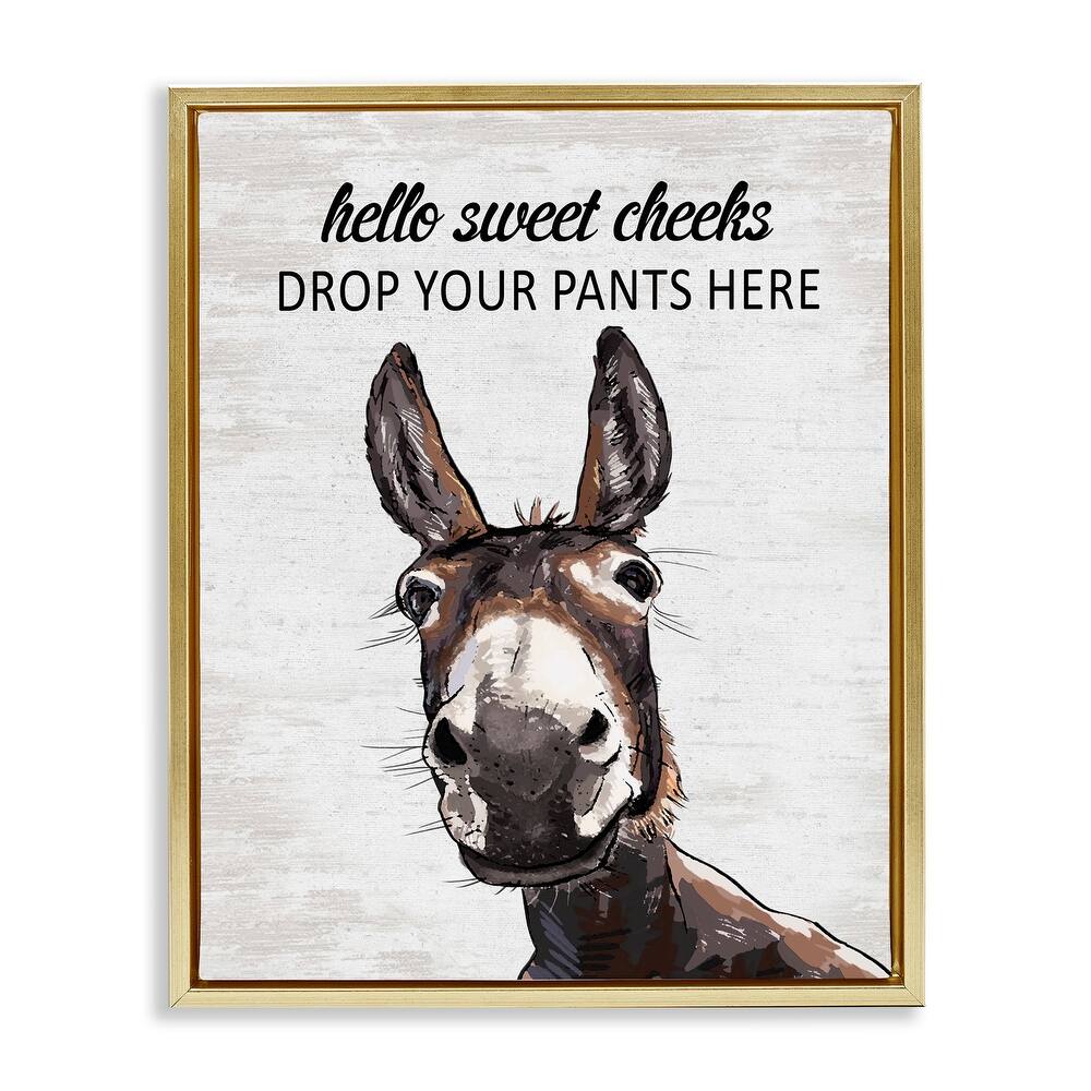Stupell Sweet Cheeks Laundry Donkey Framed Floater Canvas Wall Art Design By Lettered and Lined