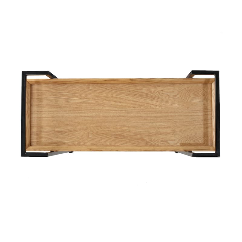 Gerard Modern Industrial 2-Tier Wood Bar Cart with Wheels by Christopher Knight Home - 38.00" W x 16.10" D x 33.00" H