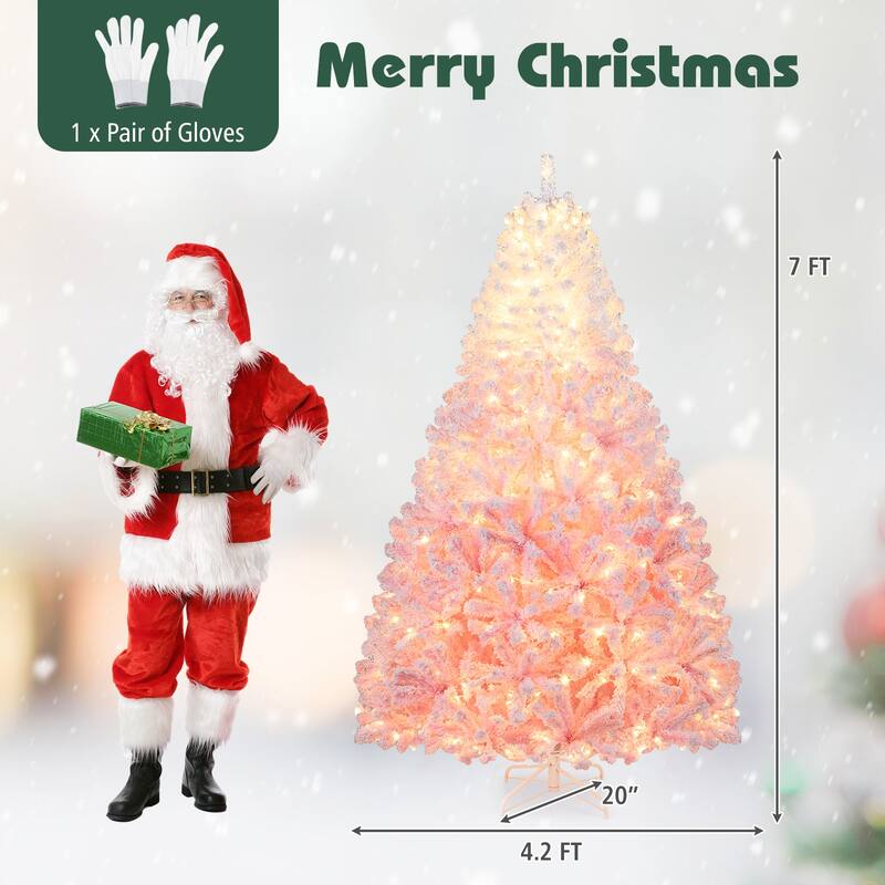 Costway 5/6/7/8 FT Artificial Christmas Tree with 180/250/350/470 Warm - See Details