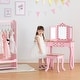 preview thumbnail 1 of 6, Teamson Kids Gisele Vanity Set w/ LED Mirror Light - Pink/Rose Gold - 23.5" x 11.75" x 39.25"