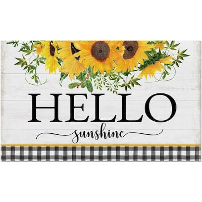 Hello Sunshine Indoor/Outdoor Entryway Mat Made in The USA Low Profile Protective Non-Skid Rubber Backing - 29x17