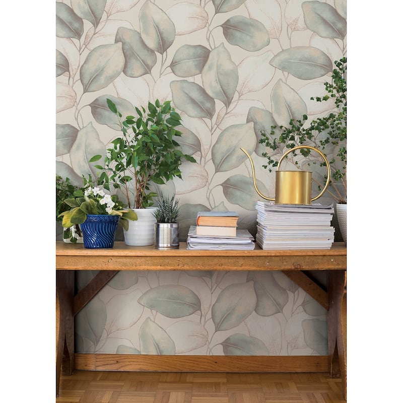 A-Street Prints Evanthe Aqua Vine Wallpaper