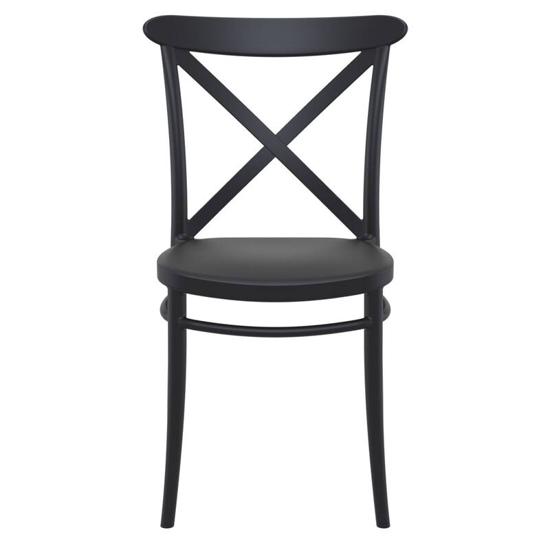 34.25" Black Patio Cross Armless Dining Chair