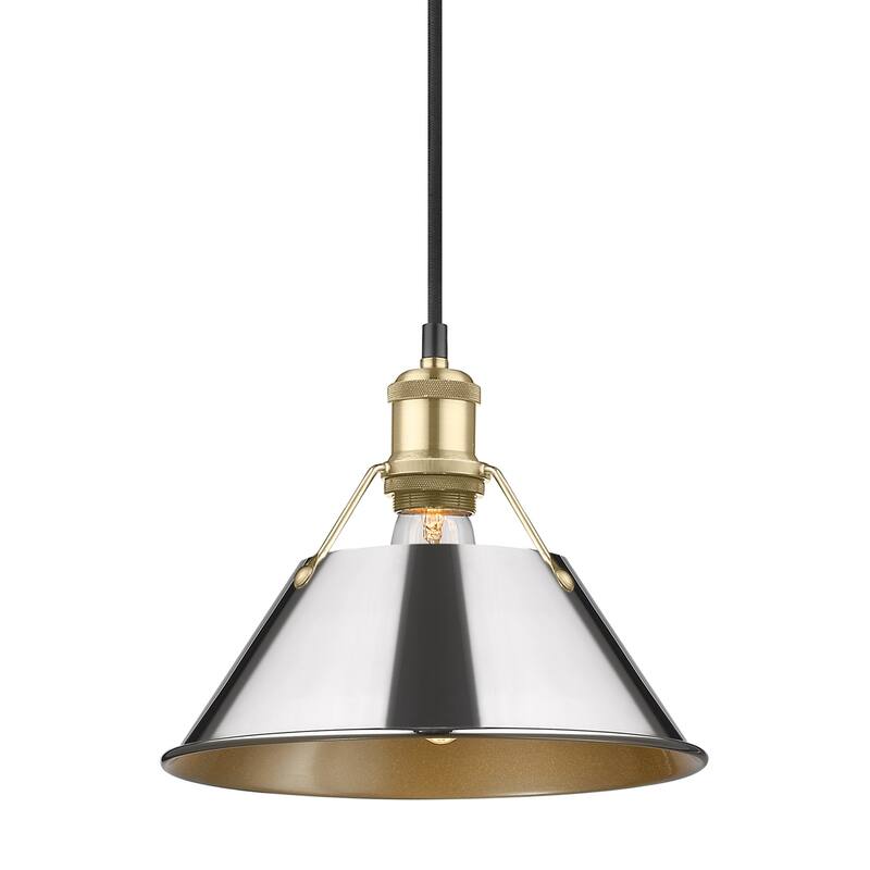 Yep by Golden Lighting Orwell 1-light 10in Pendant in Brushed Champagne Brass and Chrome shade - Gold