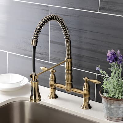 Heritage Two-Handle Deck-Mount Pull-Down Sprayer Kitchen Faucet