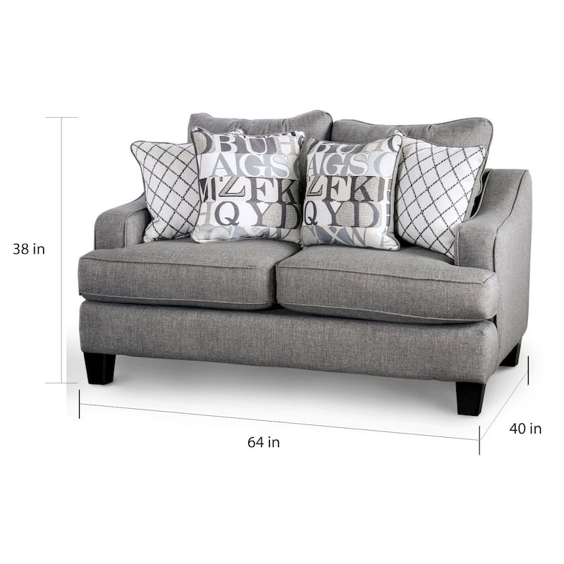 Qvareli Transitional Grey Fabric 2-Piece Living Room Set by Furniture of America