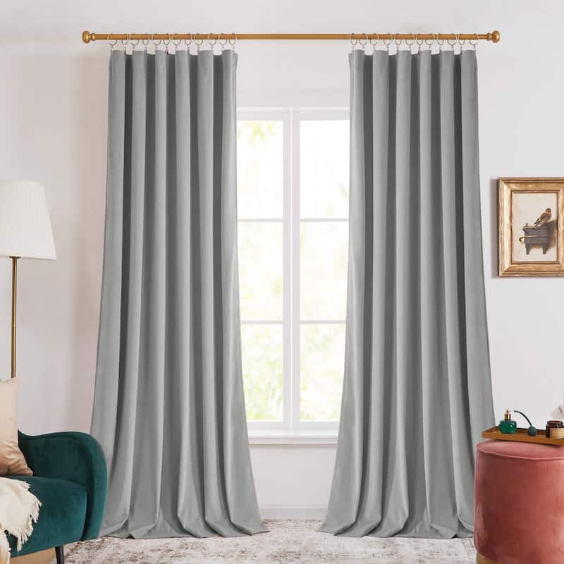 Deconovo Velvet Room Darkening Curtain Panel, Thermal Insulated - 52x84-1PC - Light Grey