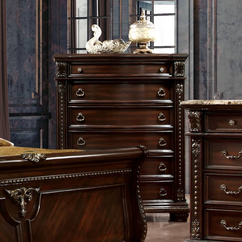 Furniture of America Etane Traditional Solid Wood 6-Drawer Chest - Brown Cherry