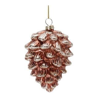 Melrose International Flocked Glass Pinecone Ornament (Set of 12)